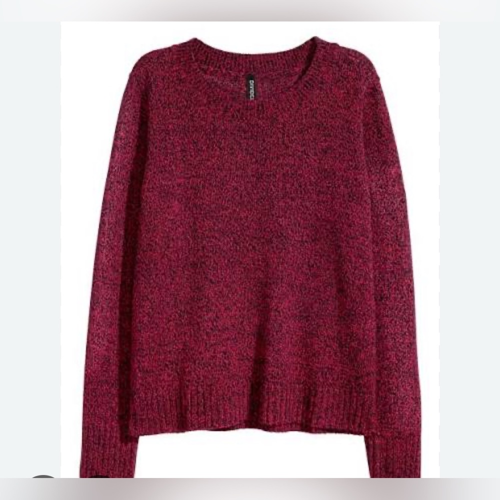 H&M Red & Black Marled Knit Sweater Wool Cotton Blend Size M